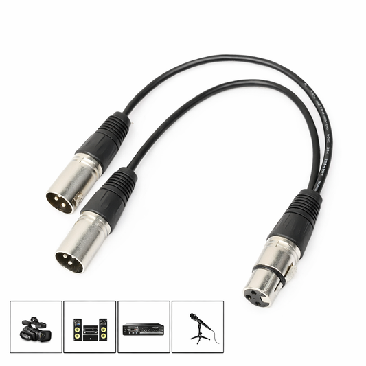 3Pin XLR Female Jack To Dual 2 Male Plug Y Splitter Cable Adapter Microphone USA