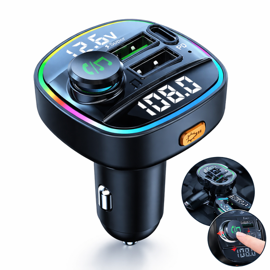 Bluetooth 5.0 Car Wireless FM Transmitter Adapter USB PD Charger AUX Hands-Free