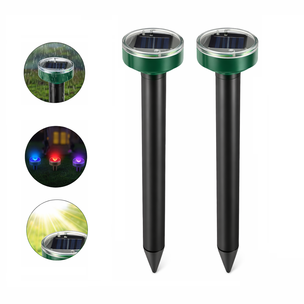 Solar Ultrasonic Animal Repellent Outdoor Cat Deer Pest Snake Mole Repeller LED