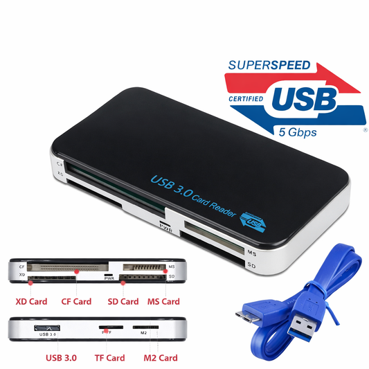 USB 3.0 Memory Card Reader Adapter 5GBPS Fit For CF/TF/SD/Micro SD/XD/M2/MS Card