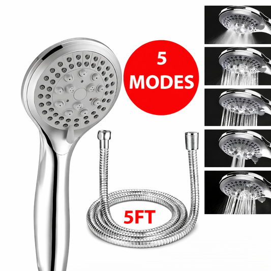 High Pressure Shower Head 5 Settings Handheld Shower Heads Spray With 5 FT Hose