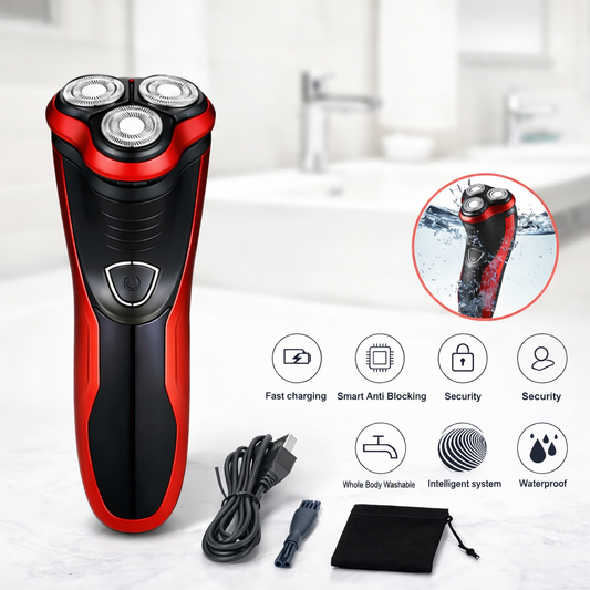 Mens Waterproof Electric Razor Rotary Shaver Pop‑Up Trimmer Cordless Beard Groomer USB