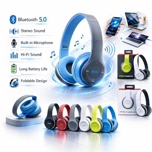 Bluetooth Wireless Headphones 5.0 Headset Foldable Ear Over Stereo Mic Over-Ear