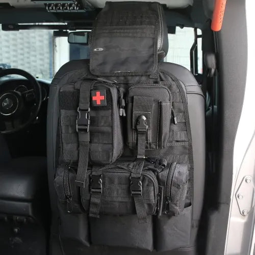 Tactical Vehicle Back Seat Organizer with 3 Detachable Storage Pouches