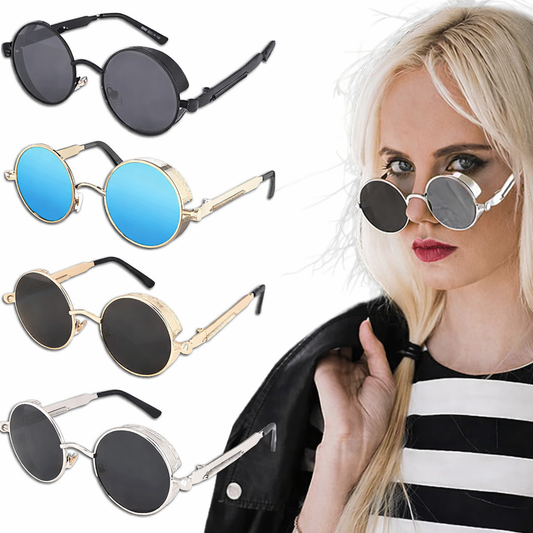 Retro Round Polarized Sunglasses Men Women Vintage Gothic Steampunk Glasses