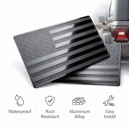 2PCS Metal USA Flag Sticker Decal Emblem Black American Car Truck Jeep Badge