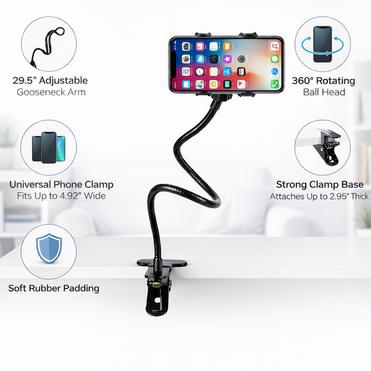 Universal Lazy Phone Holder Gooseneck Mobile Stand Flexible Bed Desk Table Clip