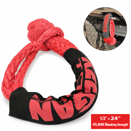 1/2" x 24" 65,000LBS Soft Shackle Recovery Rope  For SUV Winch Snatch Off Road US