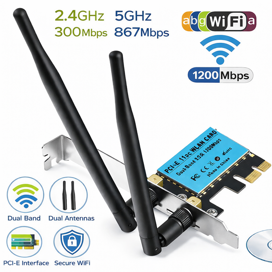 WiFi 1200Mbps Desktop PCIe Adapter 2.4G/5G Dual Band AX210 802.11AX PCI-E Card