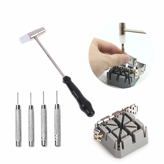 Watch Repair Band Link Remover Tool Kit - Hammer Punch Pins Watch Strap Holder