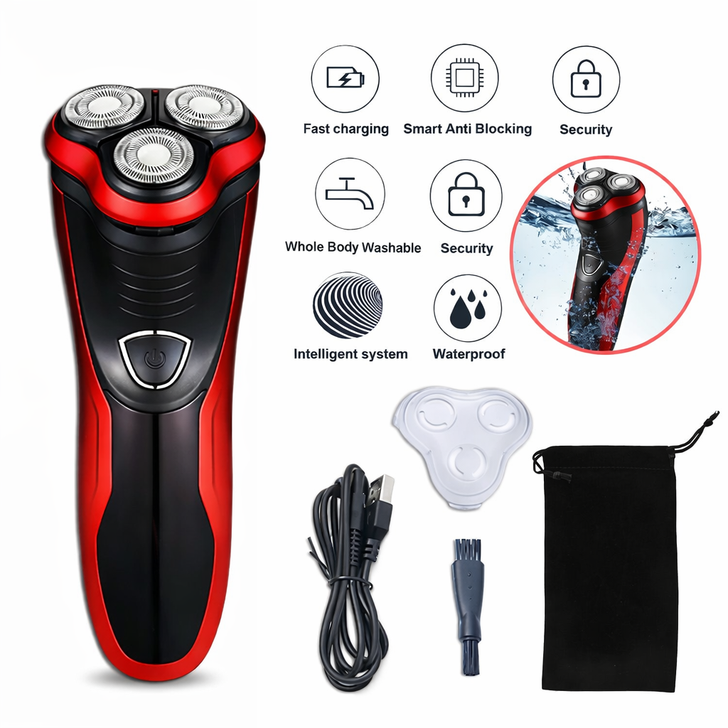 Mens Waterproof Electric Razor Rotary Shaver Pop‑Up Trimmer Cordless Beard Groomer USB