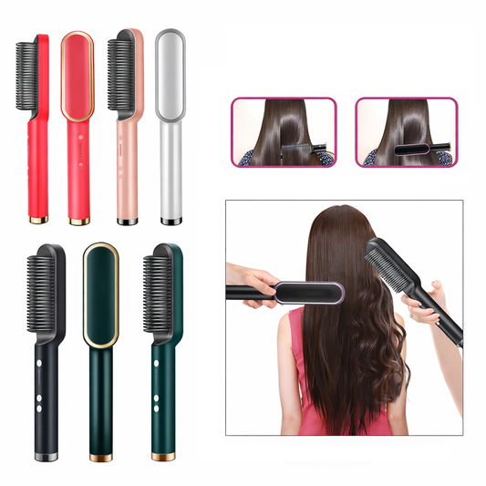 Hair Straightener Brush Straightening Curler Hot Comb Electric Adjustable Heat