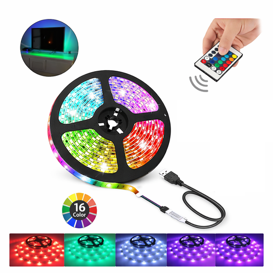 5V USB LED Strip Lights TV Back Light 5050 RGB Colour Changing with 24Key Remote
