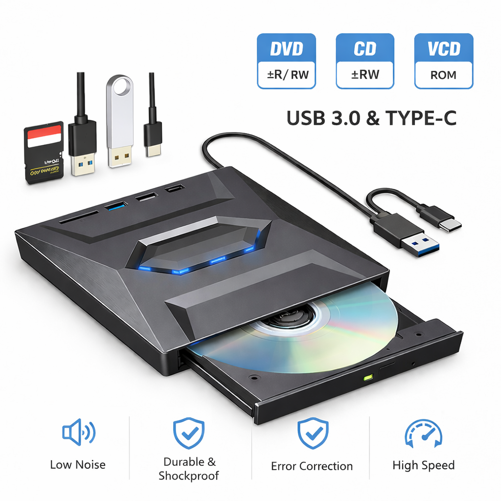 External CD DVD Drive USB 3.0 Writer Burner Player for PC Laptop Windows 11 10