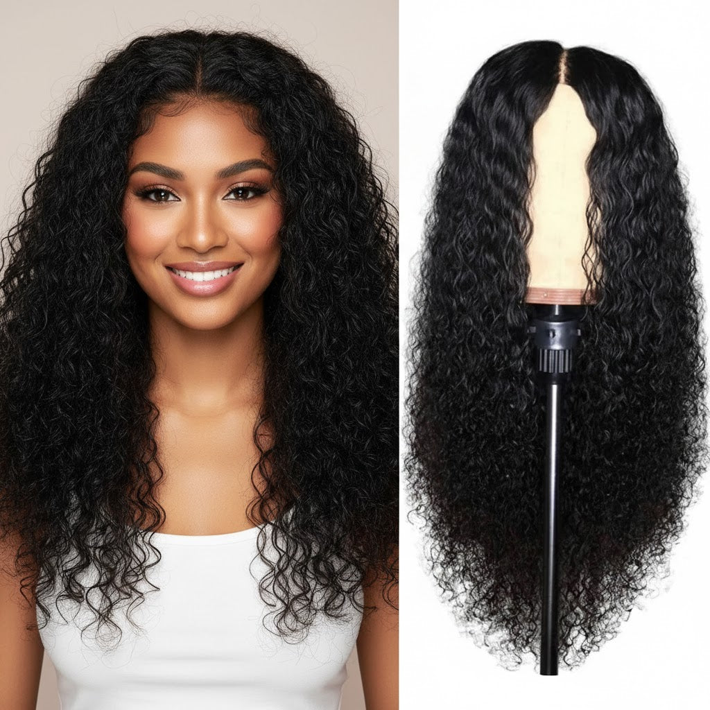 Brazilian 25” Lace Front Human Hair Wig Long Curly Wavy Black Women Natural