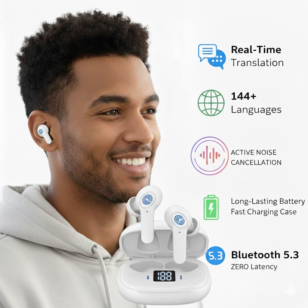 Translator Earbuds 144 Languages Real Time Online Offline Translation Bluetooth