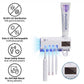 Sensodyne dental care system with UV sterilization, solar charging, and smart safety sensor on a white background.