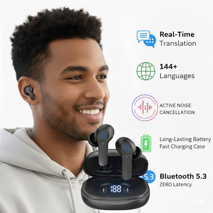 Translator Earbuds 144 Languages Real Time Online Offline Translation Bluetooth