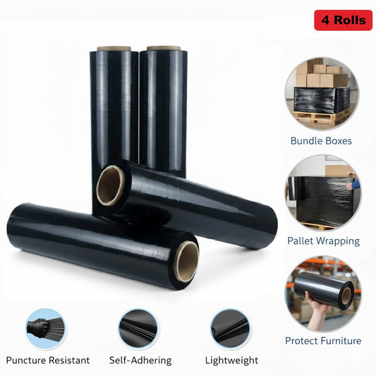 18" x 1500' 80 Gauge 4 Rolls Pallet Wrap Stretch Film Hand Shrink Wrap 1500FT