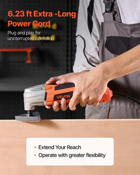 VEVOR Corded Oscillating Multi Tool 2.2A 22000 OPM Kit 7pc Blades Scraper